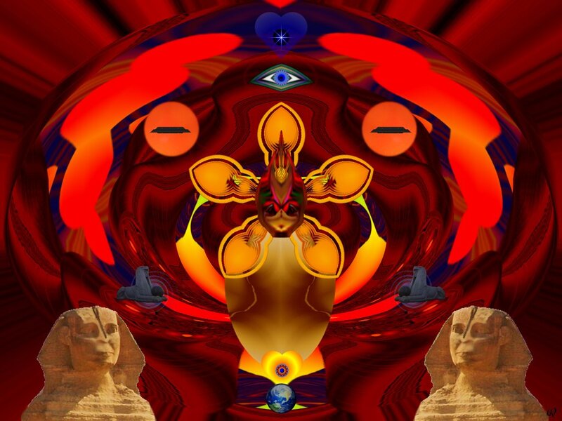 Sphinxes and Abstract Figure