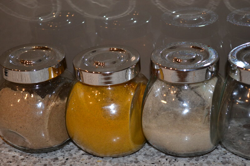 Spice Jars on Countertop