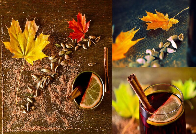 Spiced Drink with Autumn Leaves