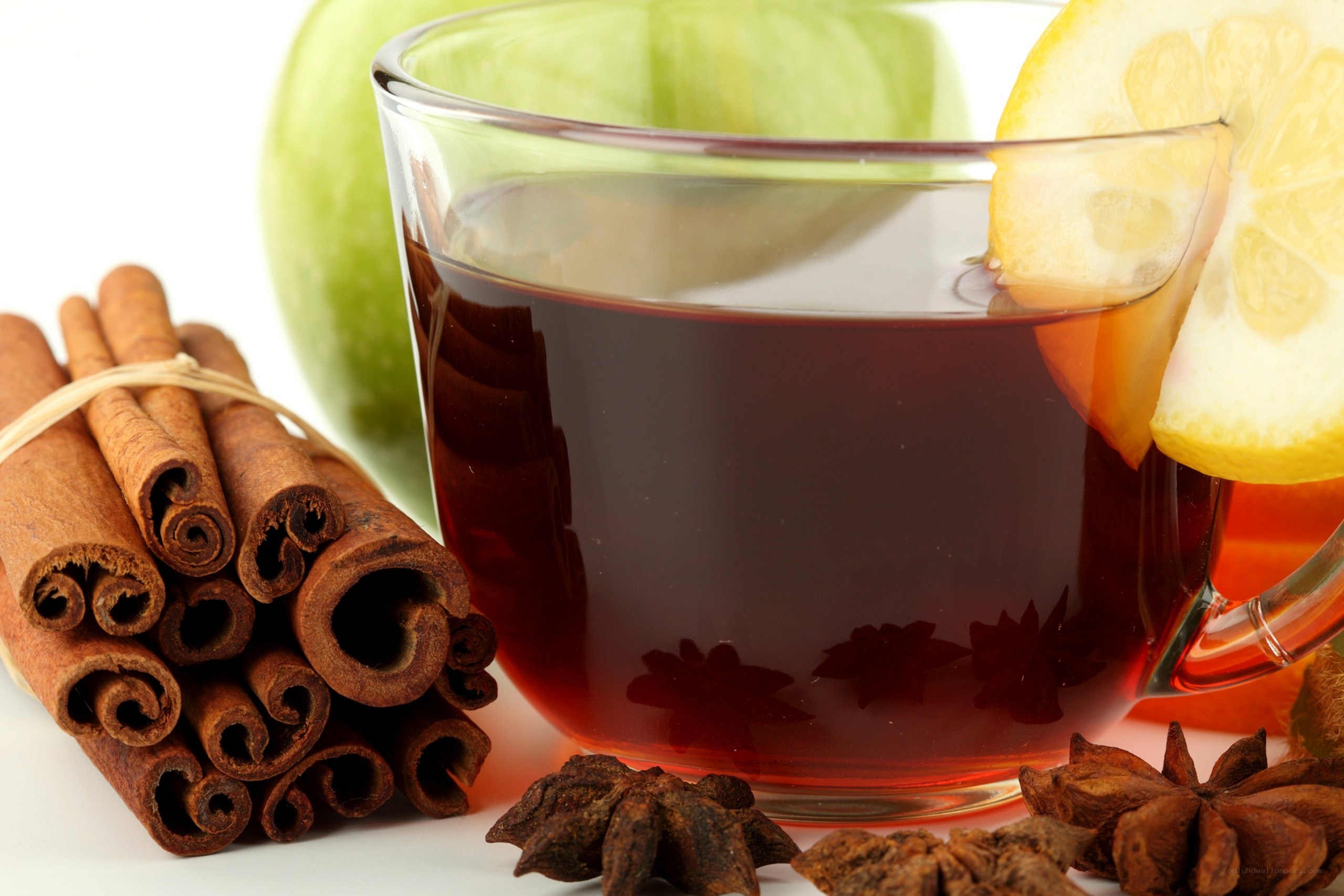 Spiced tea with cinnamon and lemon