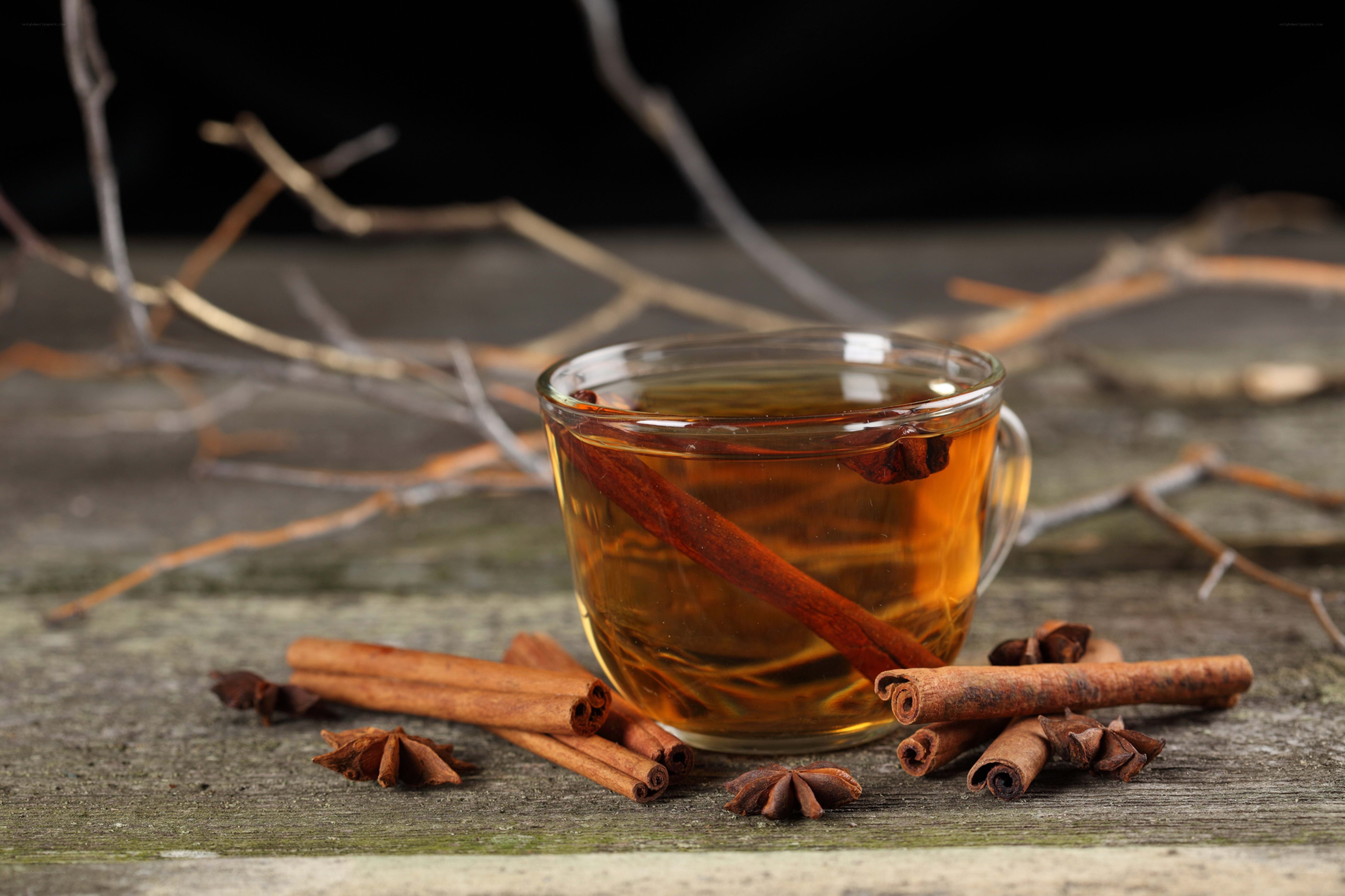 Spiced tea with cinnamon and star anise