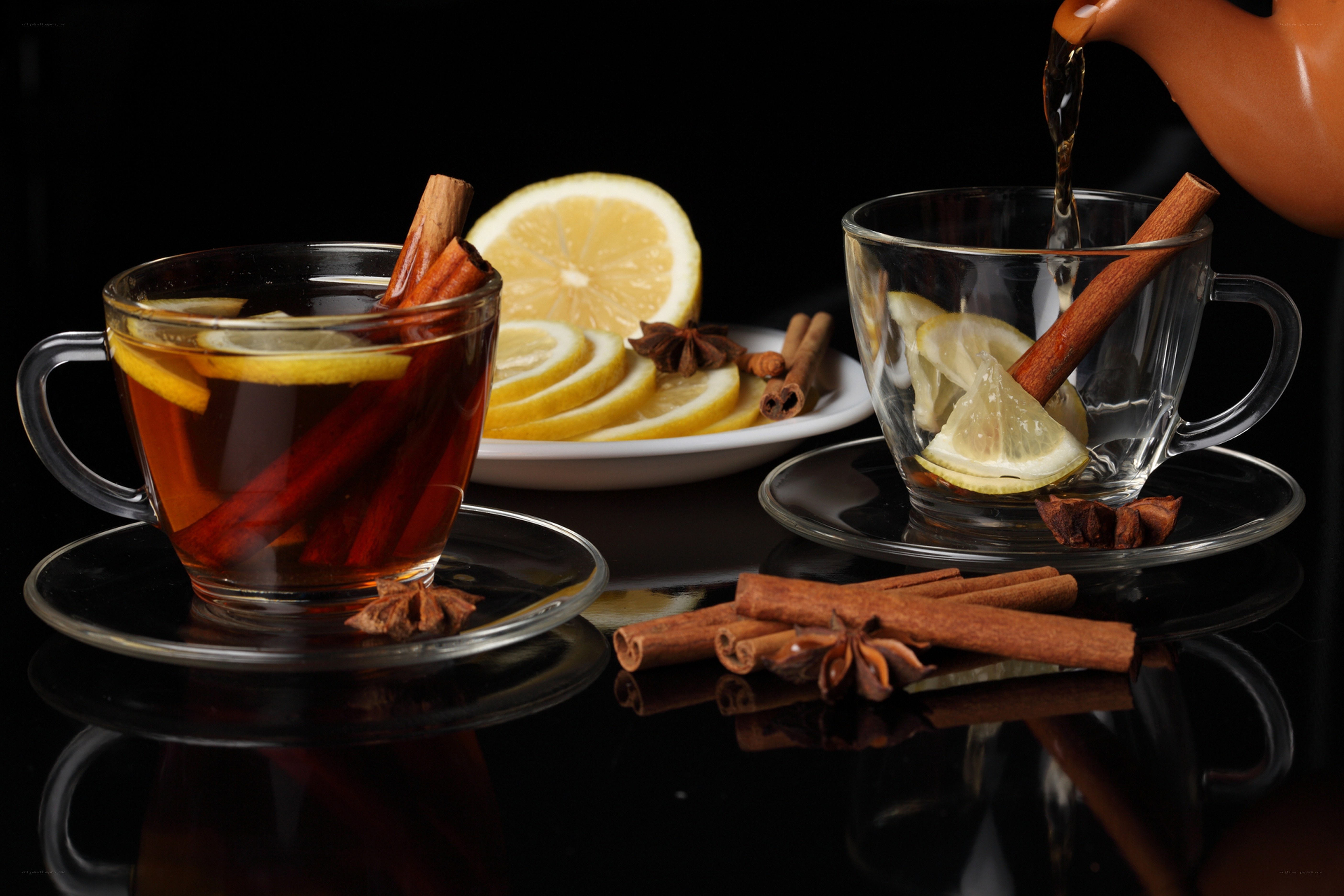 Spiced tea with lemon and cinnamon