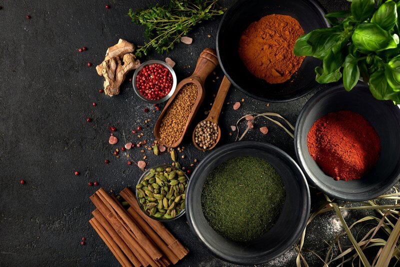 Spices and Herbs on Surface
