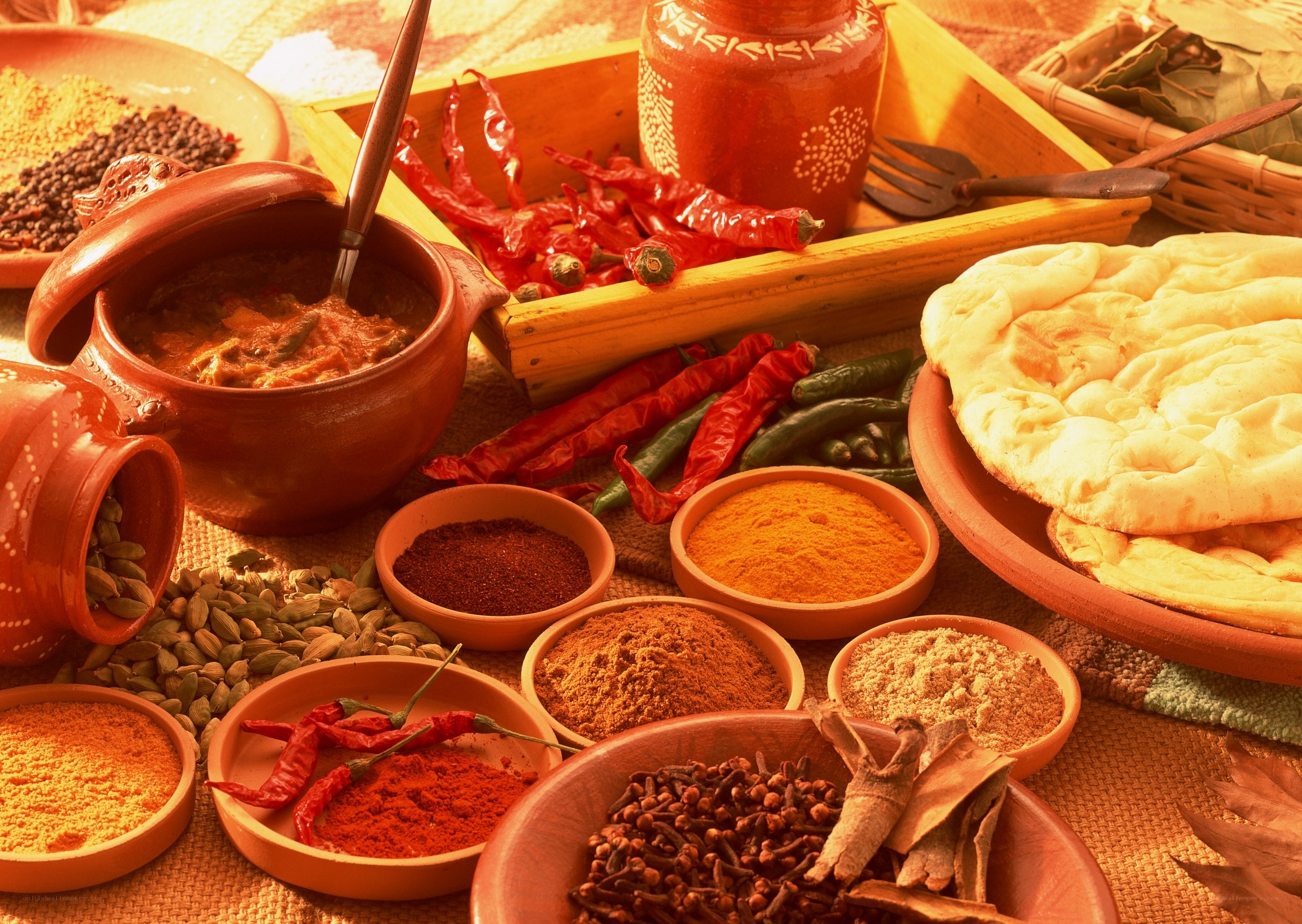 Spices and Indian food spread