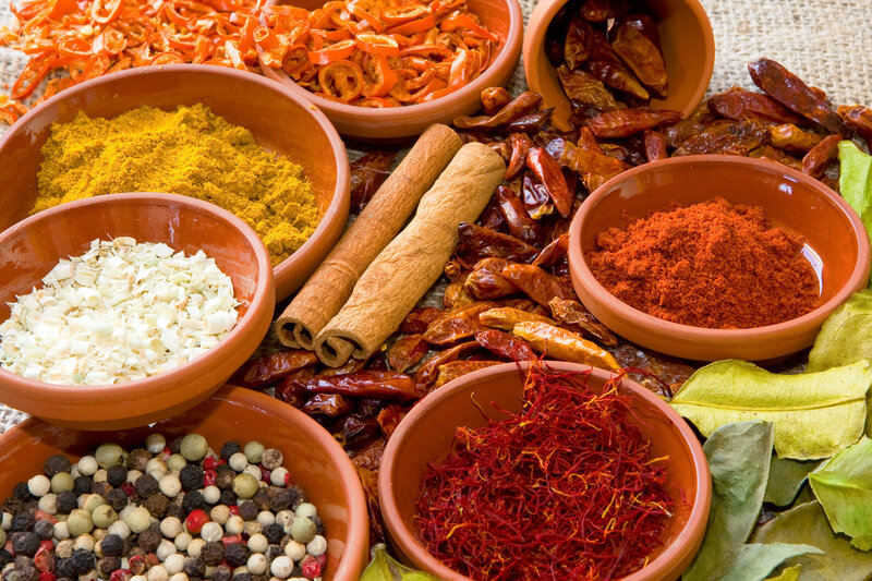 Spices in Clay Bowls