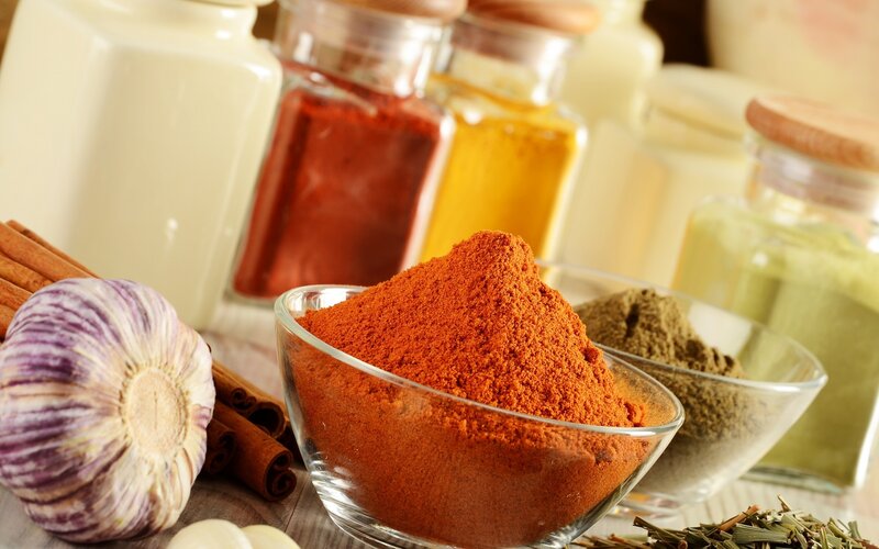 Spices in Glass Bowls
