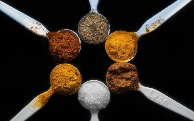 Spices in Measuring Spoons — Yellow