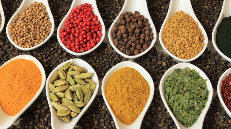 Spices in White Bowls