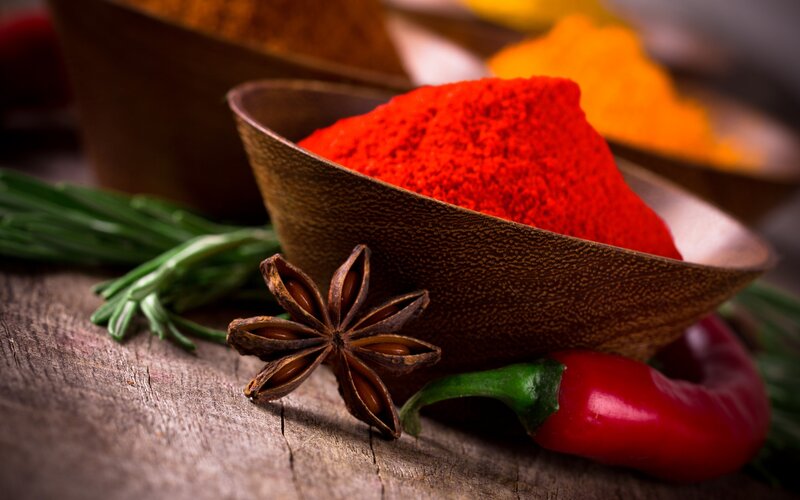Spices in Wooden Bowl