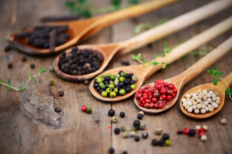 Spices in Wooden Spoons