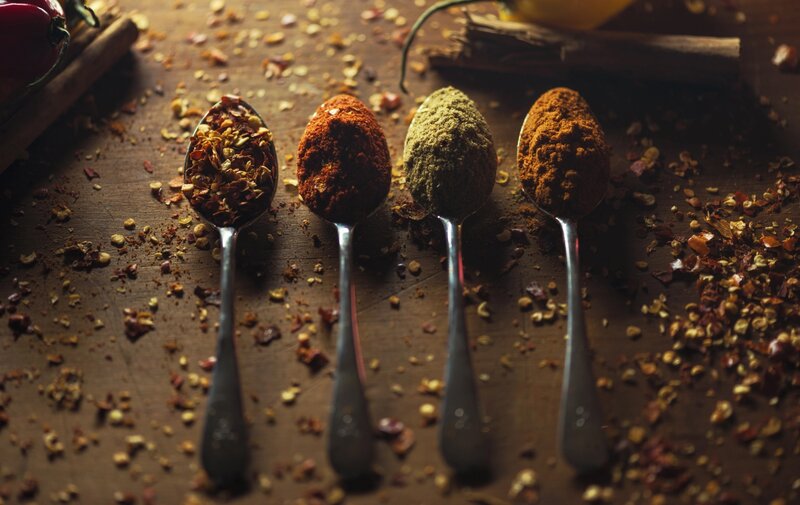 Spices on Spoons — Brown