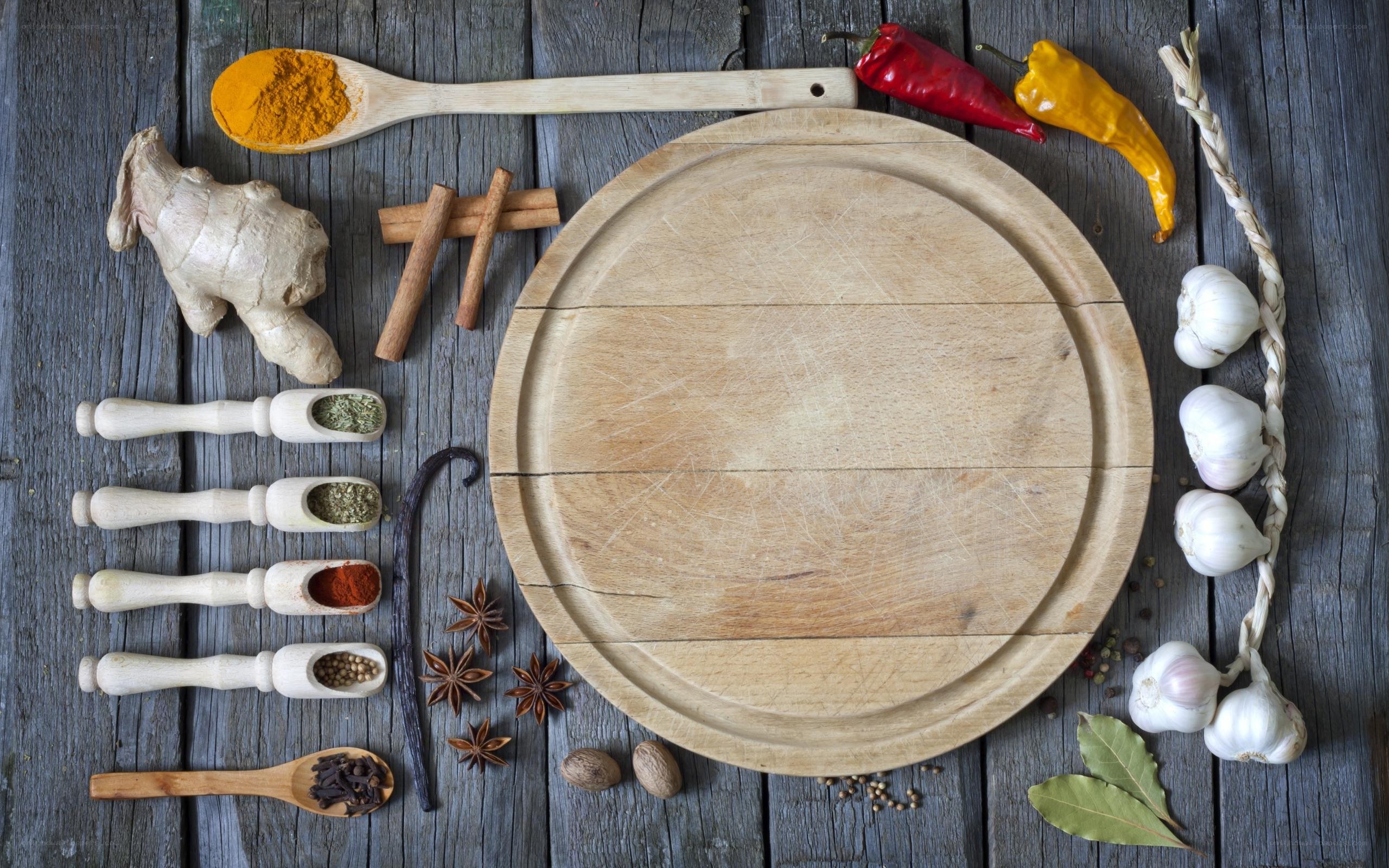 Spices on wooden table
