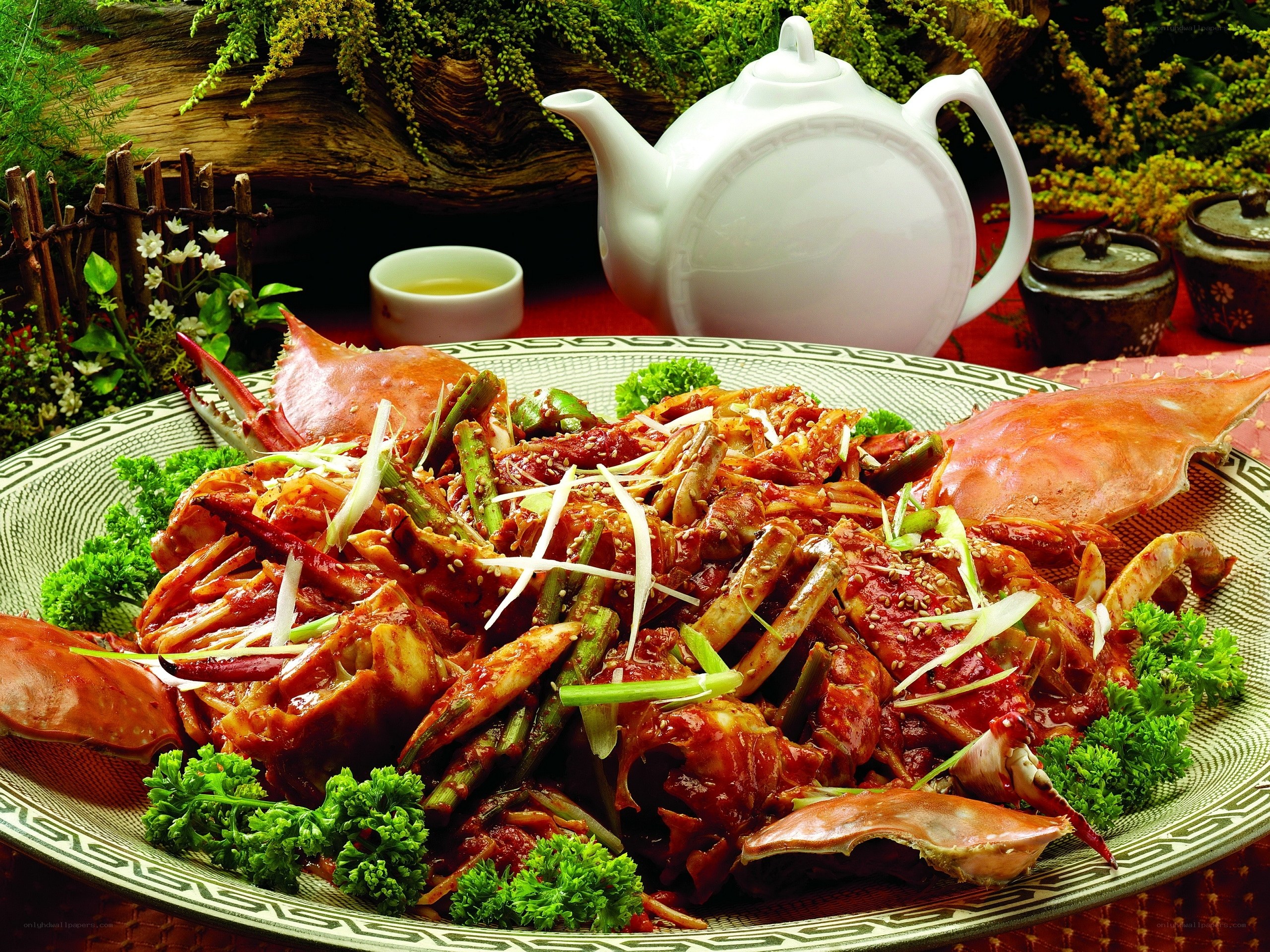 Spicy crab stir-fry dish