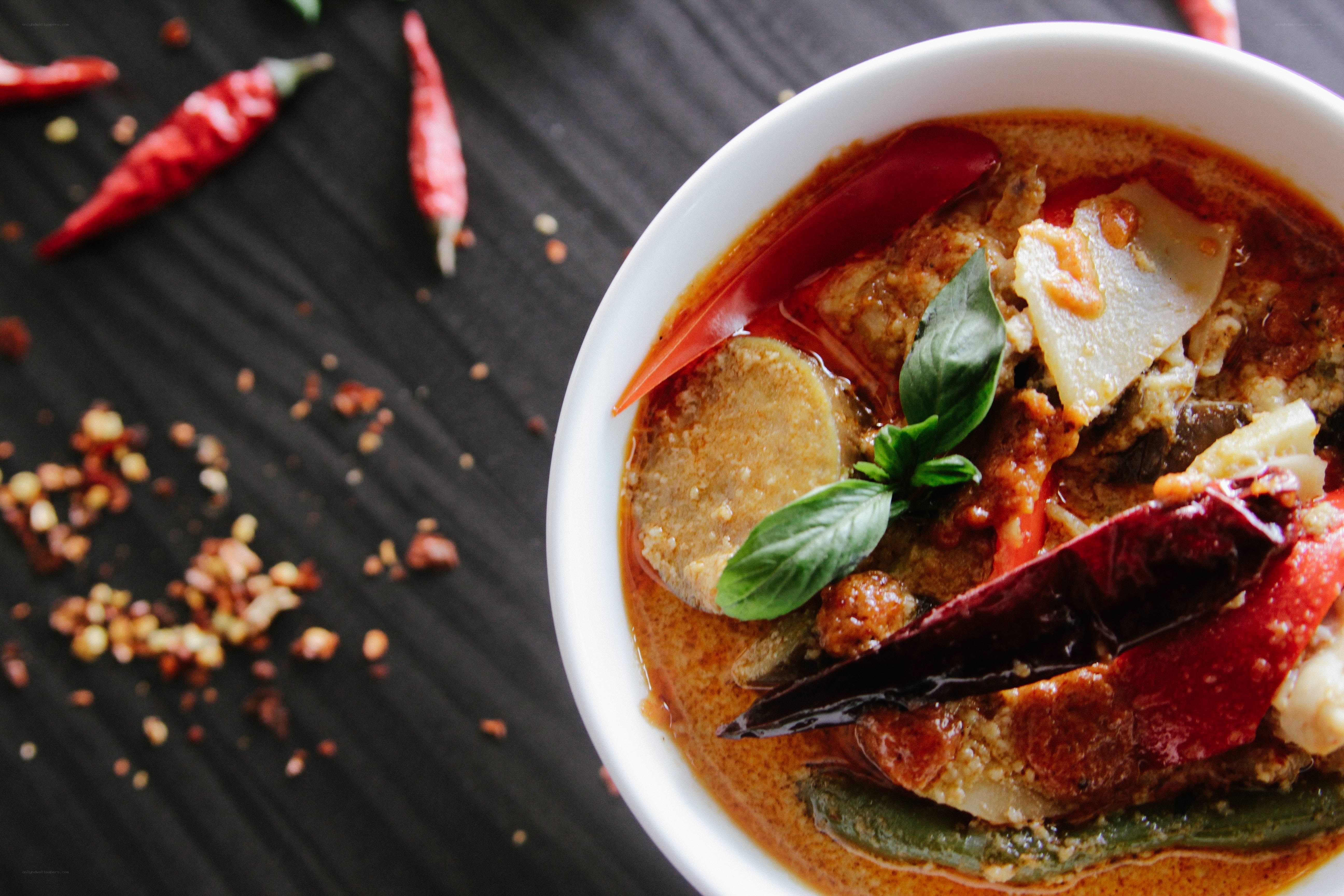 Spicy curry with red chilies