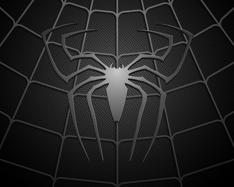 Spider Emblem on Web — Black