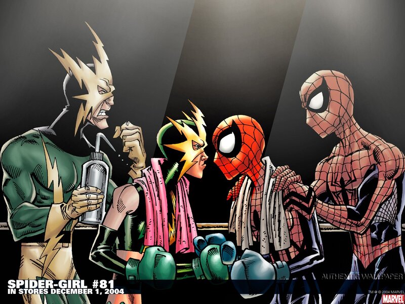 Spider-Girl and Spider-Man face off