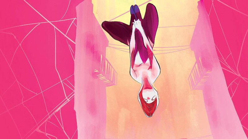 Spider-Gwen Hanging Upside Down