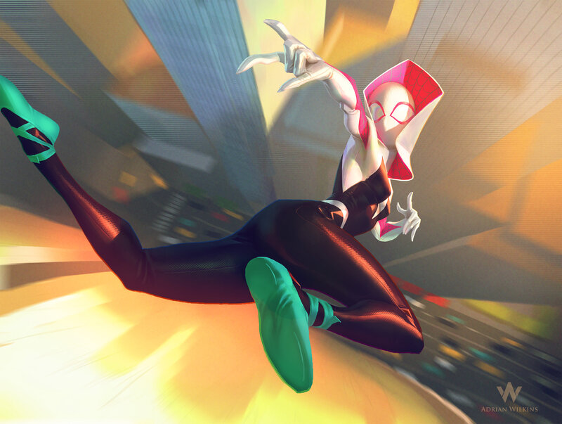 Spider-Gwen in Mid-air