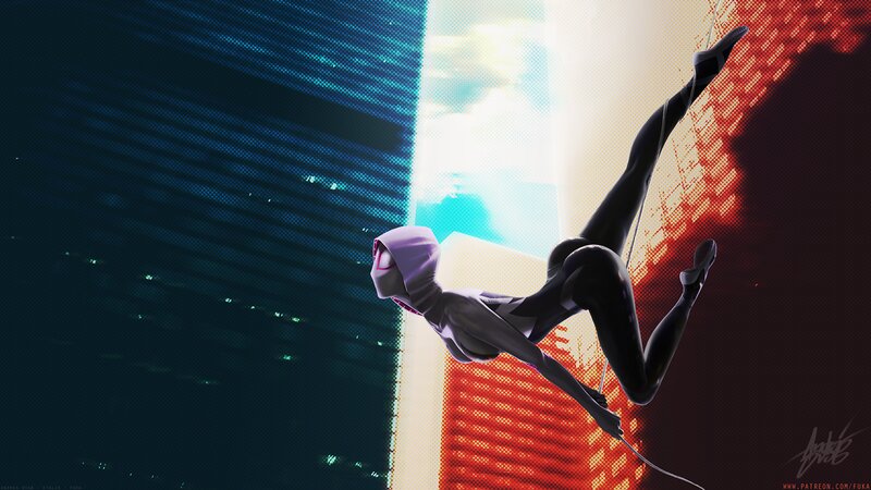 Spider-Gwen Swinging — Black