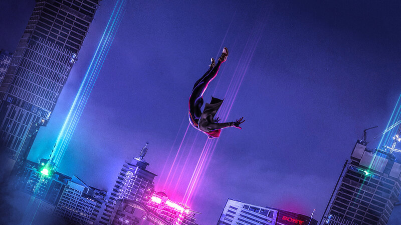 Spider-hero in Mid-air