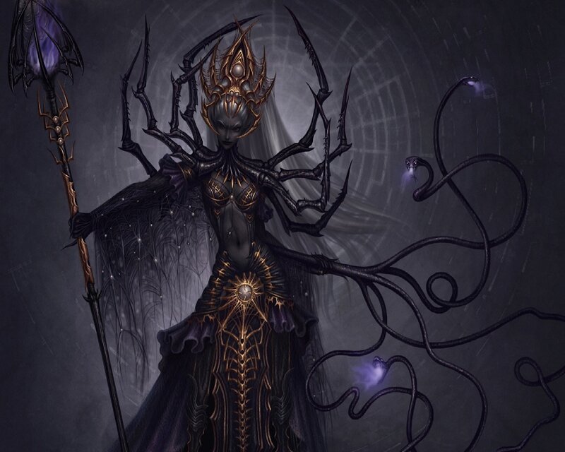 Spider-like Woman with Staff — Black