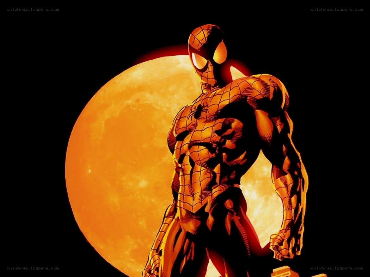 Spider-Man against the moon