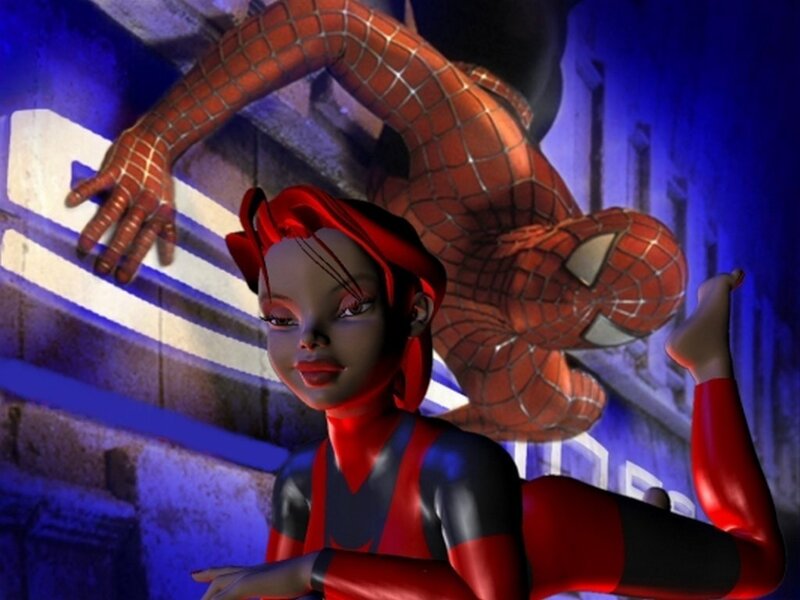 Spider-Man and a female superhero