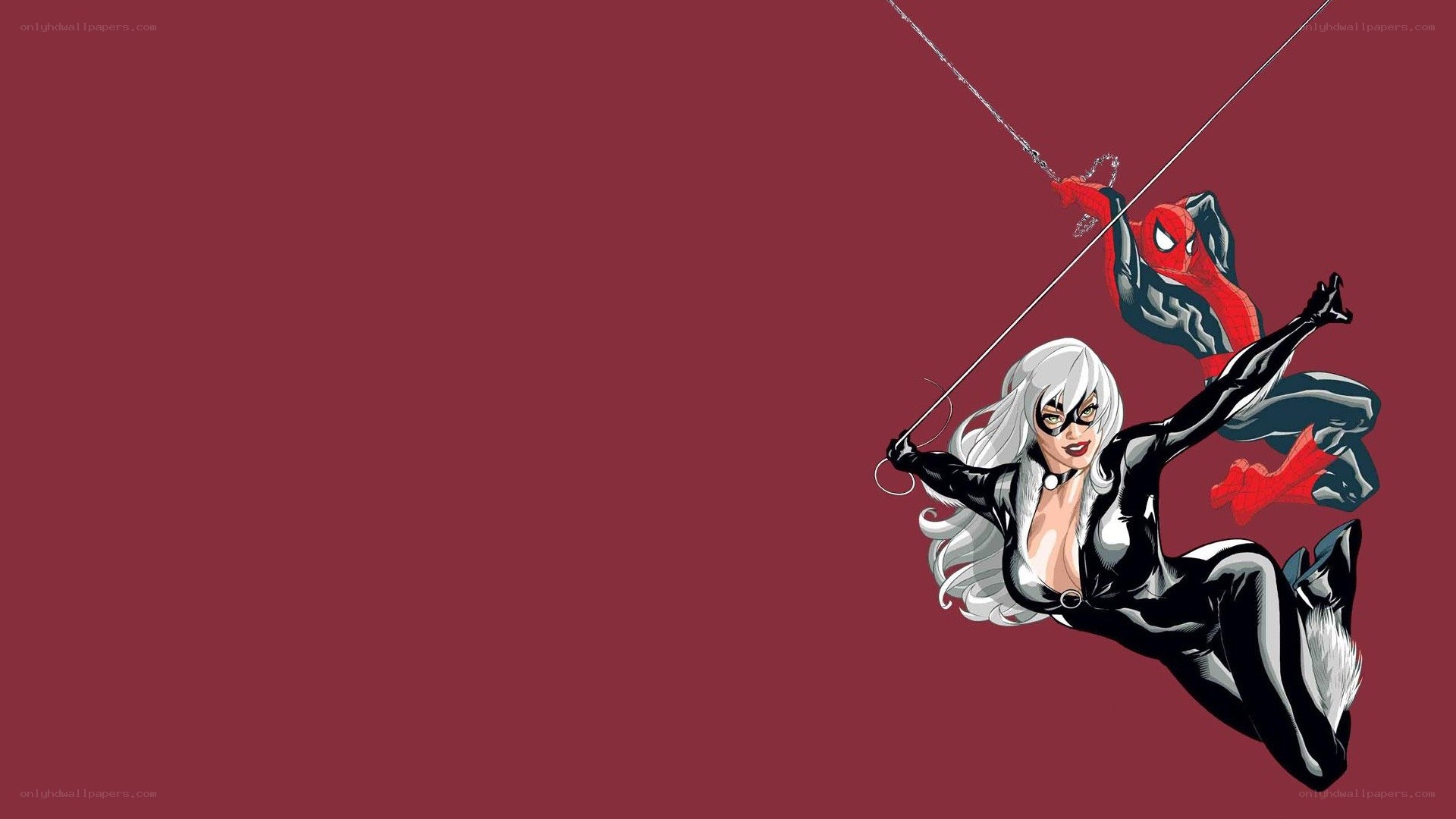 Spider-Man and Black Cat swinging