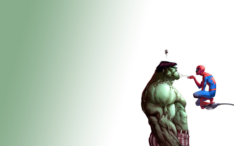 Spider-Man and Hulk — Green, Humorous, Digital Art