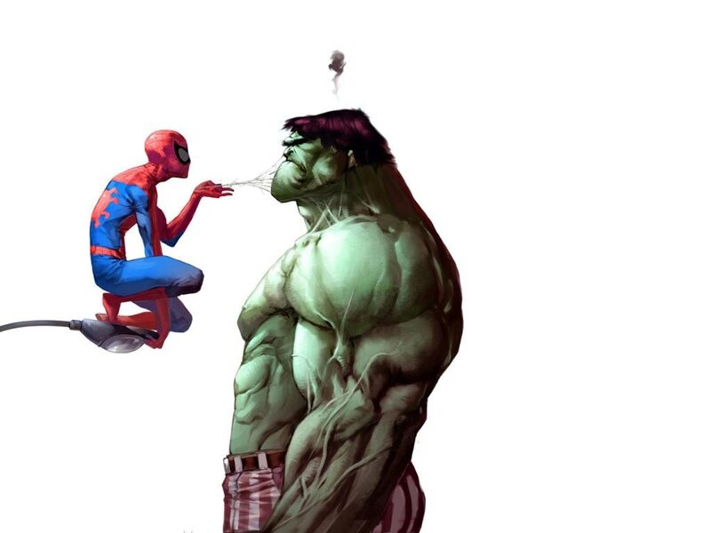 Spider-Man and Hulk — Green, Humorous
