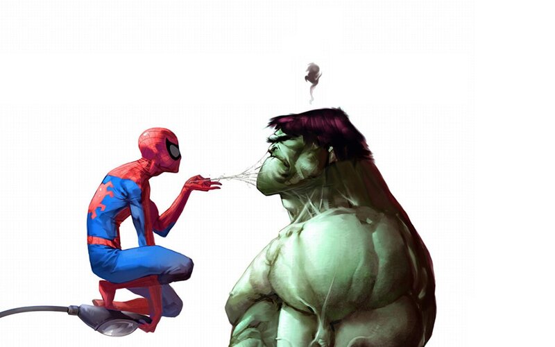 Spider-Man and Hulk — Red, Humorous