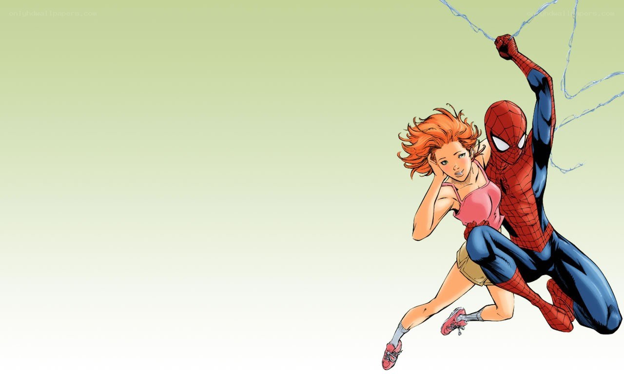 Spider-Man and Mary Jane swinging
