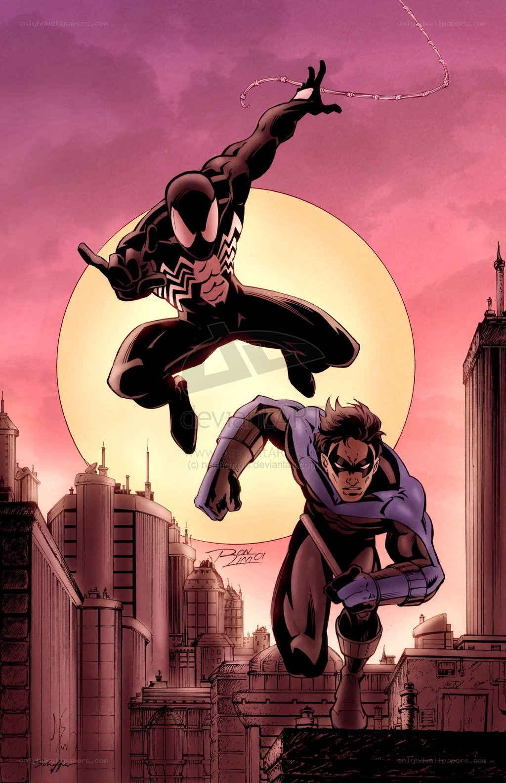 Spider-Man and Nightwing in action