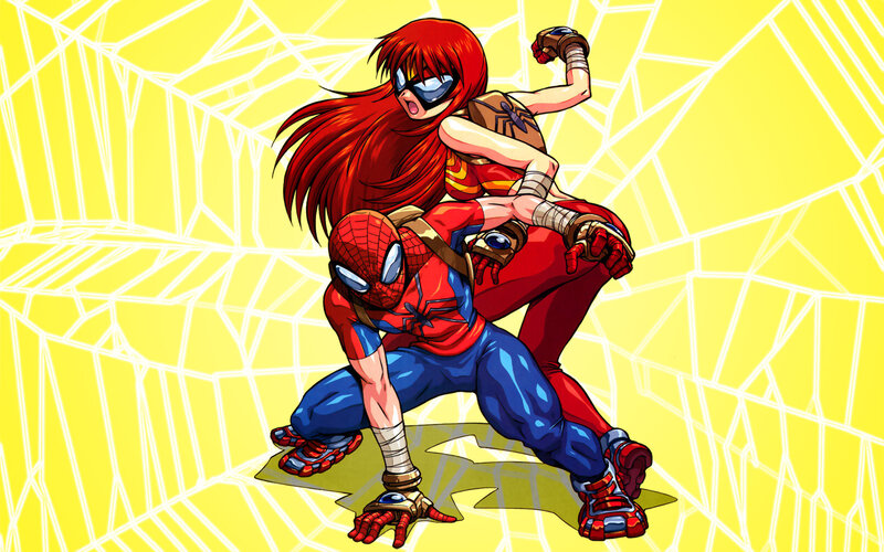 Spider-Man and Spider-Girl in action