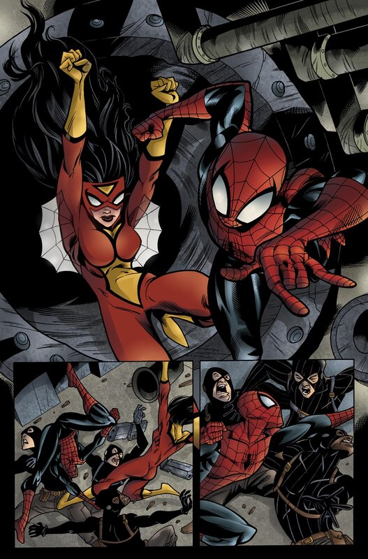 Spider-Man and Spider-Woman in action