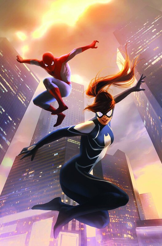 Spider-Man and Spider-Woman in action