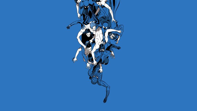 Spider-Man and villains in blue