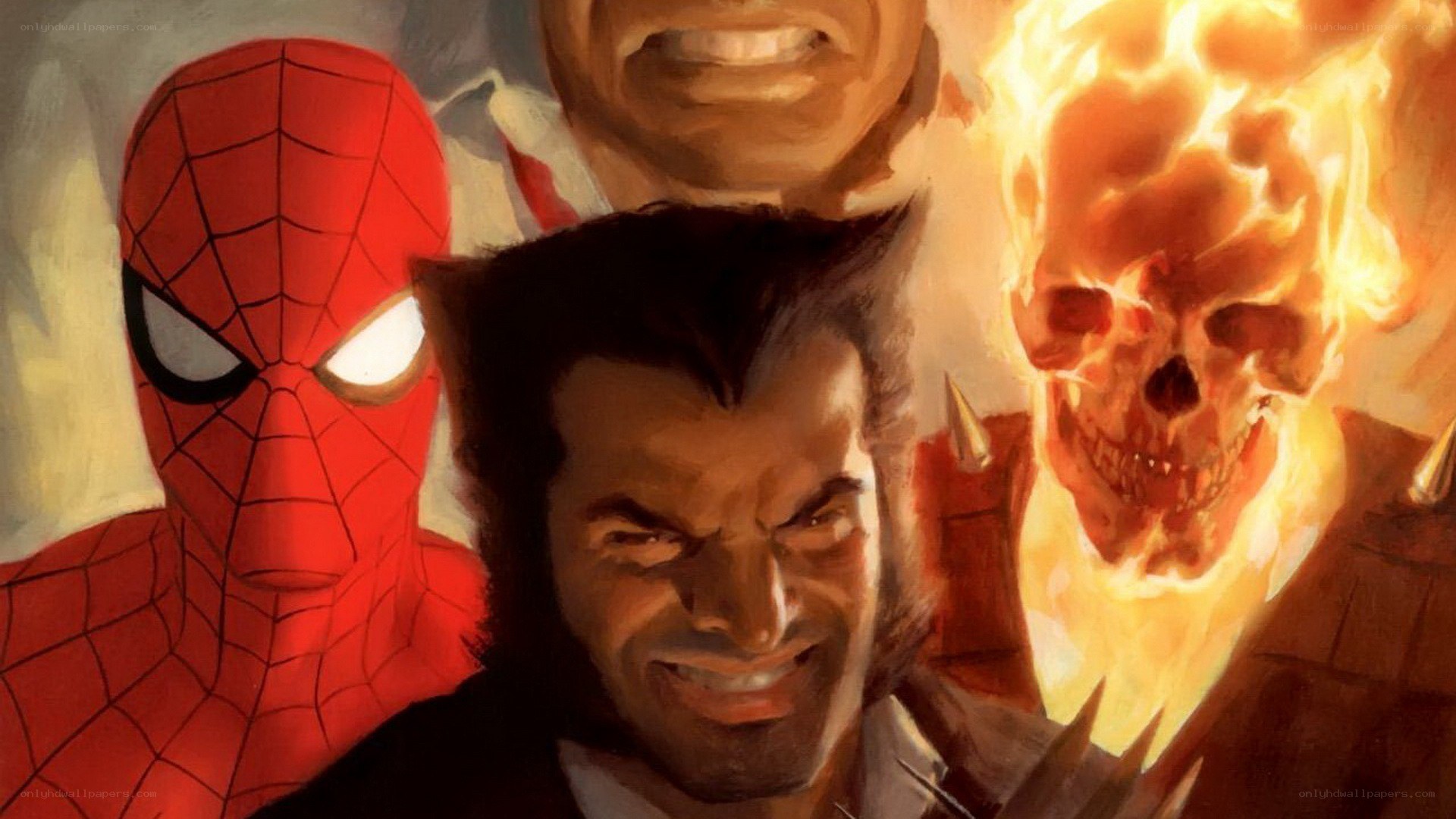 Spider-Man and Wolverine with Ghost Rider