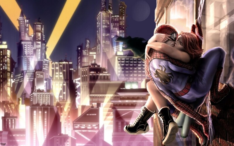 Spider-man and Woman Hugging