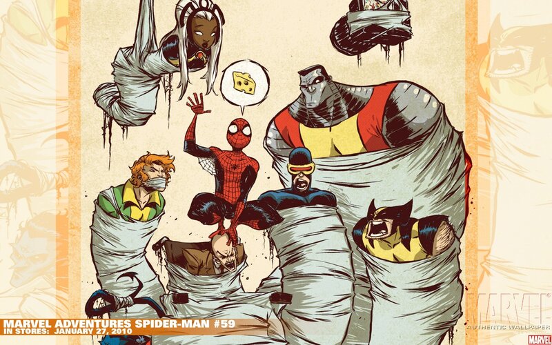Spider-Man and X-Men in bandages