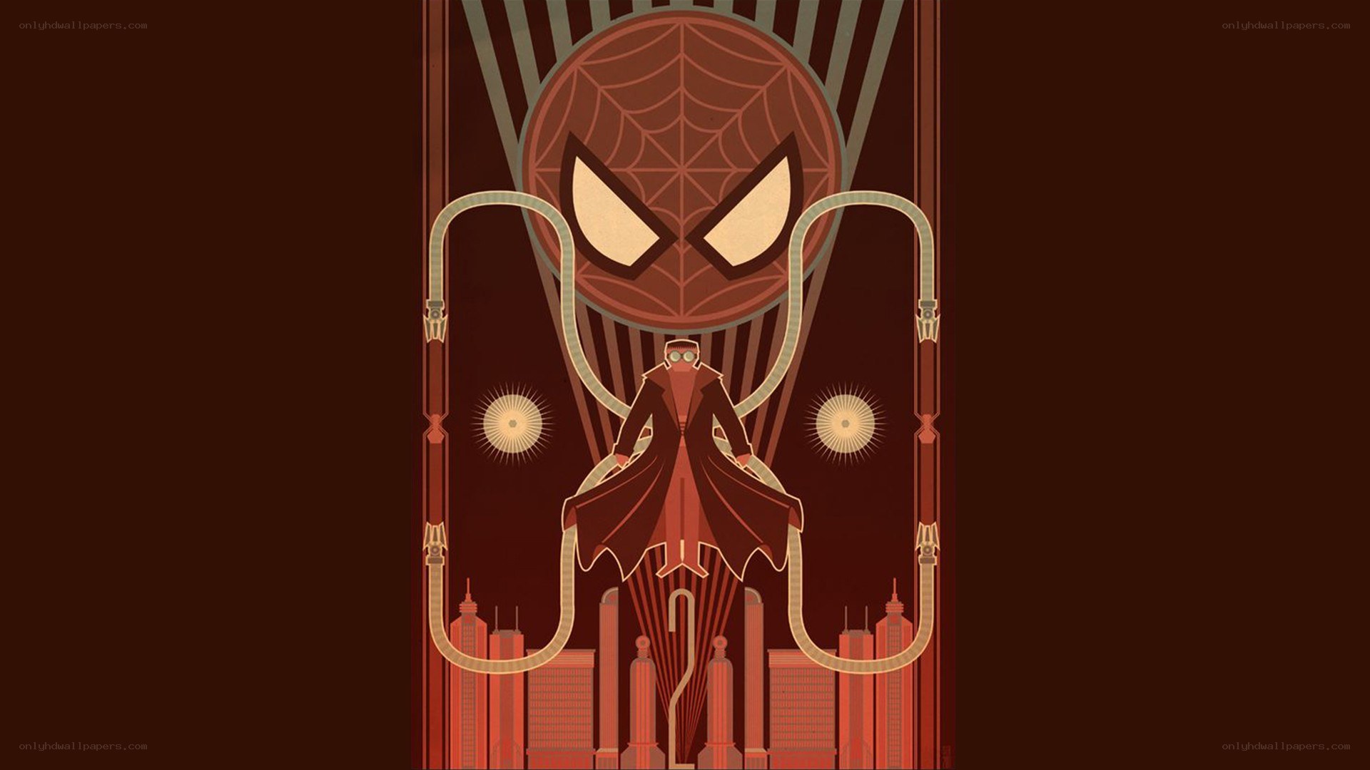Spider-Man art with cityscape