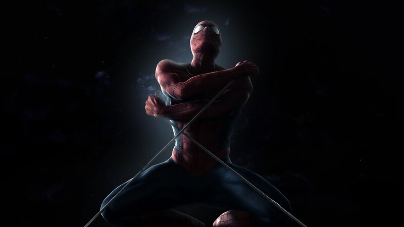 Spider-man Character — Black, Dramatic, Night, 3d Render, Web