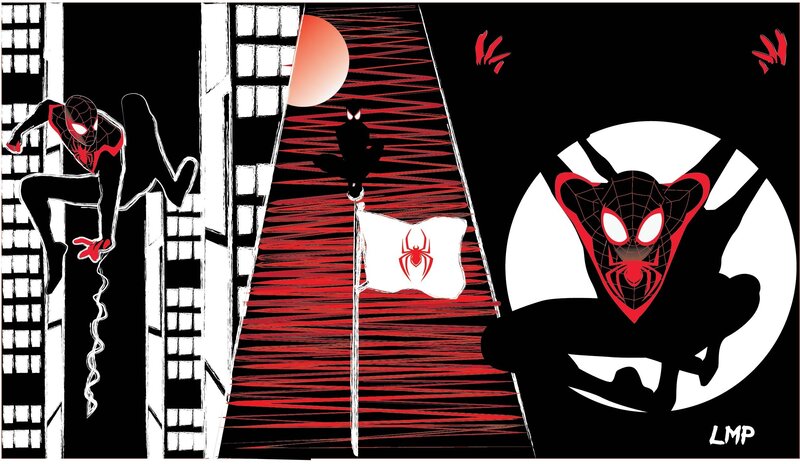 Spider-Man Character — Black, Dramatic, Night, Comic