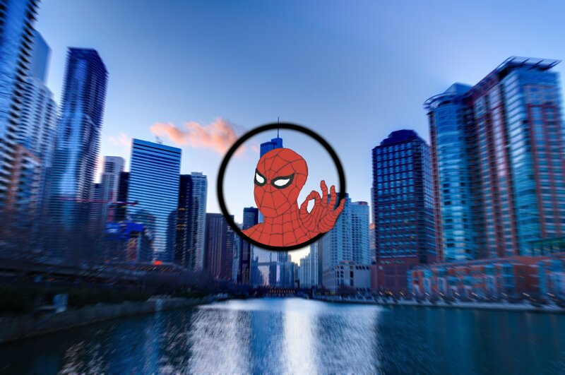 Spider-Man Character — Blue, Dramatic, Sunset