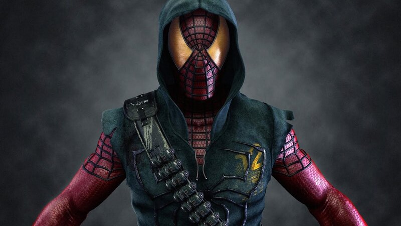 Spider-man Character — Red, Dramatic, Digital Art, Hoodie