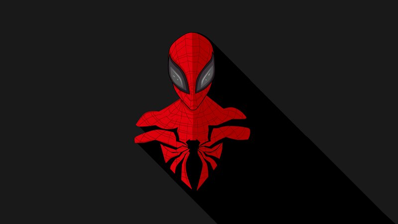 Spider-man Character — Red, Dramatic, Digital Art, Mask