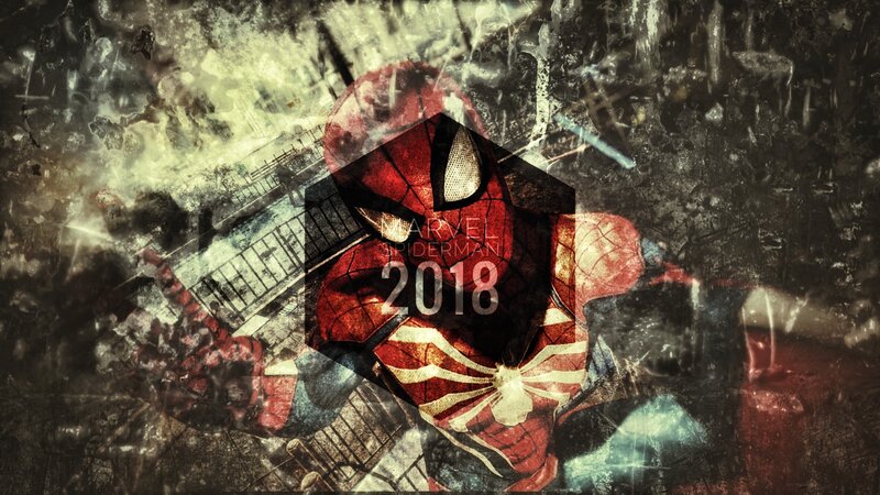 Spider-Man Character — Red, Dramatic, Digital Art, Text Overlay