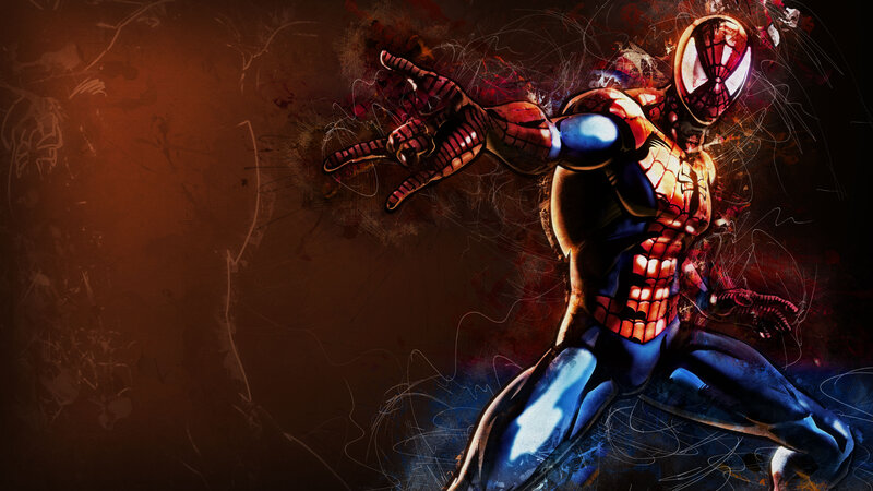 Spider-Man Character — Red, Dramatic, Digital Art, Web