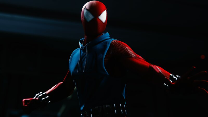 Spider-man Character — Red, Dramatic, Night, 3d Render