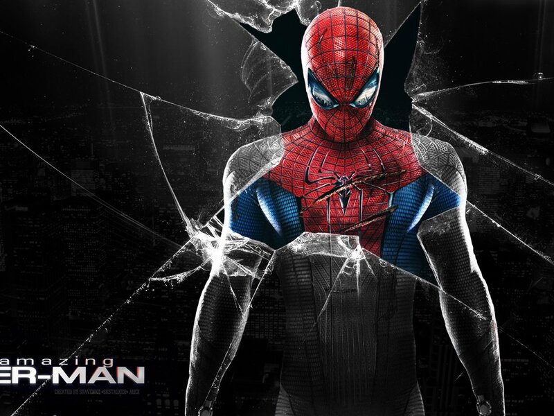 Spider-man Character — Red, Dramatic, Night, Digital Art, Broken Glass